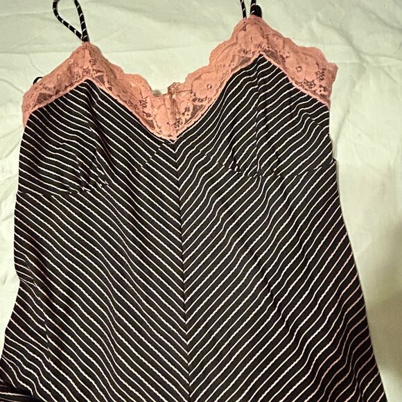 NWOT Vintage Y2K Time and a Half Striped Tank with Lace - Picture 1 of 3